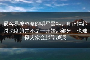 最容易被忽略的明星黑料，真正撑起讨论度的并不是一开始那部分，也难怪大家会越聊越深