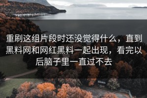 重刷这组片段时还没觉得什么，直到黑料网和网红黑料一起出现，看完以后脑子里一直过不去