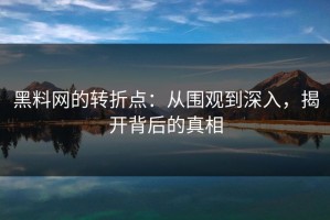 黑料网的转折点：从围观到深入，揭开背后的真相