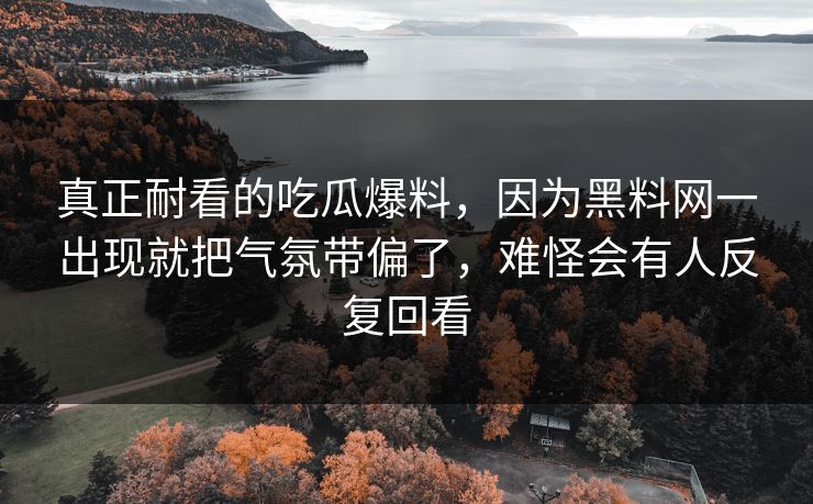 真正耐看的吃瓜爆料，因为黑料网一出现就把气氛带偏了，难怪会有人反复回看