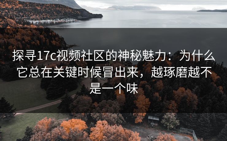 探寻17c视频社区的神秘魅力：为什么它总在关键时候冒出来，越琢磨越不是一个味