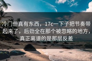 冷门但真有东西，17c一下子把节奏带起来了，后劲全在那个被忽略的地方，真正离谱的是那层反差