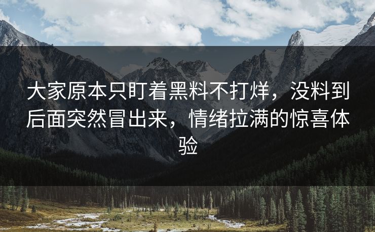 大家原本只盯着黑料不打烊,没料到后面突然冒出来,情绪拉满的惊喜体验 大家原本只盯着黑料不打烊,没料到后面突然冒出来,情绪拉满的惊喜体验