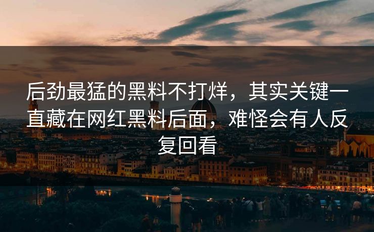 后劲最猛的黑料不打烊，其实关键一直藏在网红黑料后面，难怪会有人反复回看